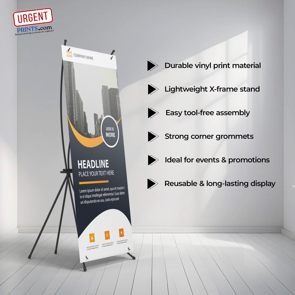 Custom X-Stand Banner | 24"x63" Matte Vinyl, Portable Display