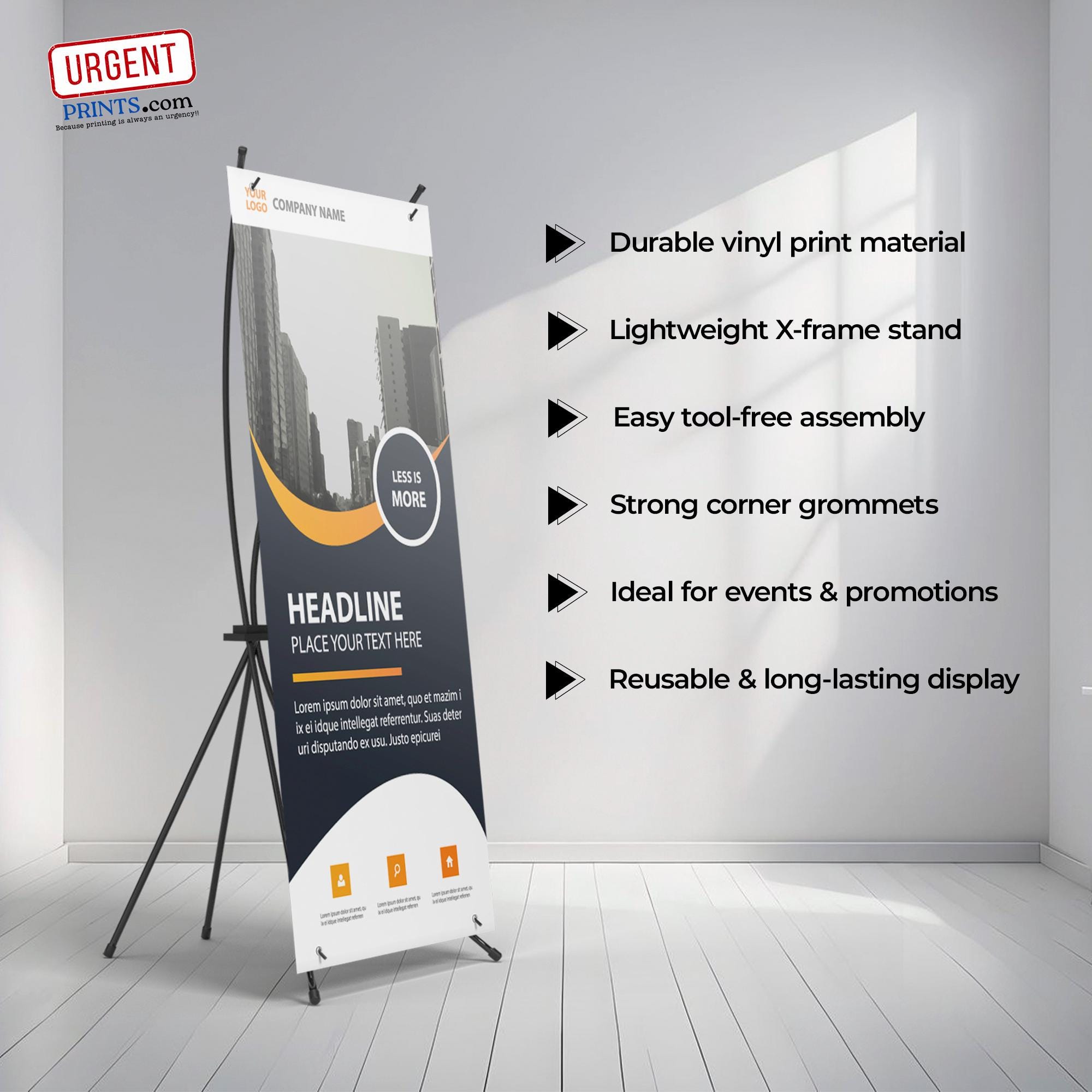Custom X-Stand Banner | 24"x63" Matte Vinyl, Portable Display