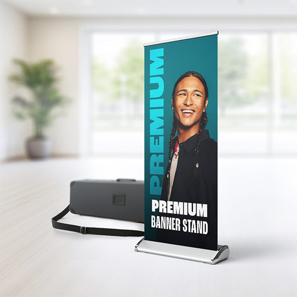 Premium Retractable Roll Up Banner Stand 33" with Vinyl Print
